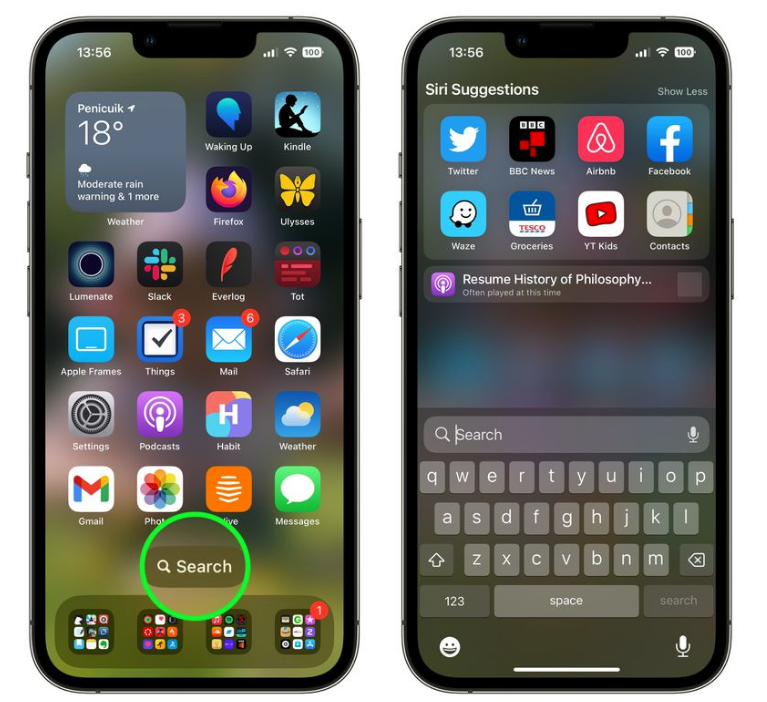 防城苹果手机维修分享升级到 iOS 16 后，如何删除主屏幕上的搜索按钮 