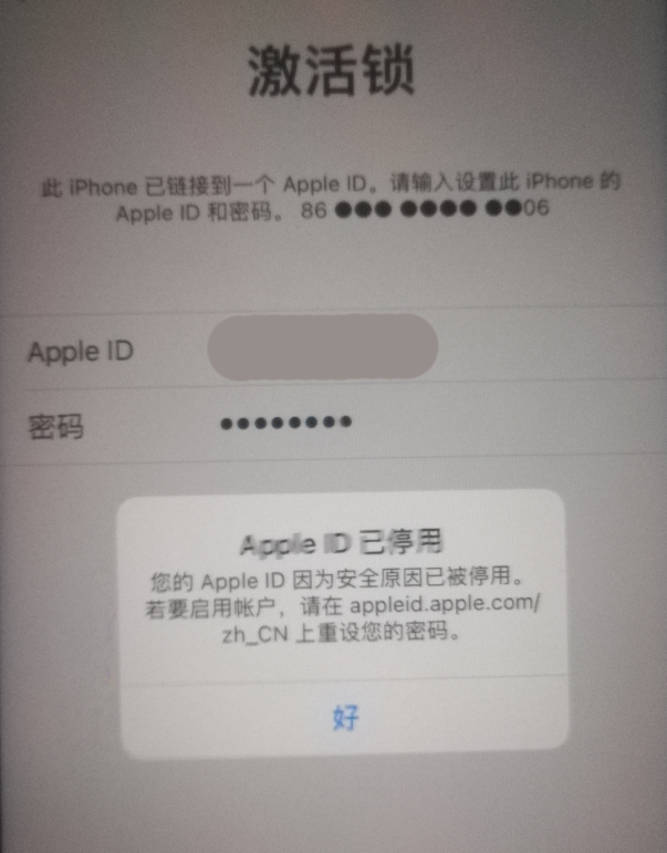 防城苹果手机维修分享iPhone 12 出现提示“Apple ID 已停用”怎么办 